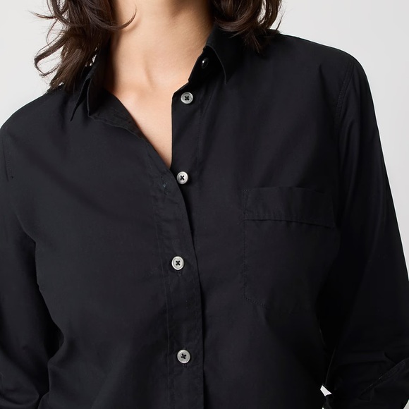 J.CREW Black Petite button-up cotton-blend poplin shirt signature fit Size XSP - Picture 2 of 4